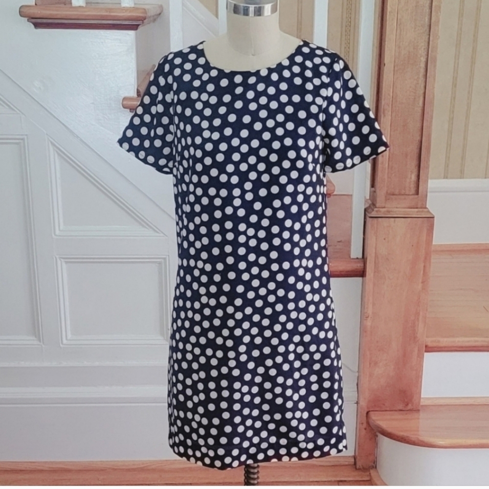 J. CREW Factory Polka Dot Blue Dress Size 0 - Picture 2 of 6